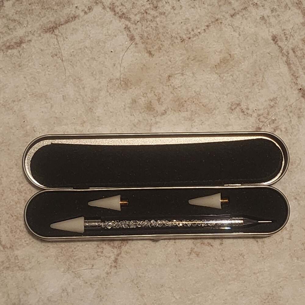 Dual-Ended Rhinestone Picker Dotting Pen with Crystal Handle